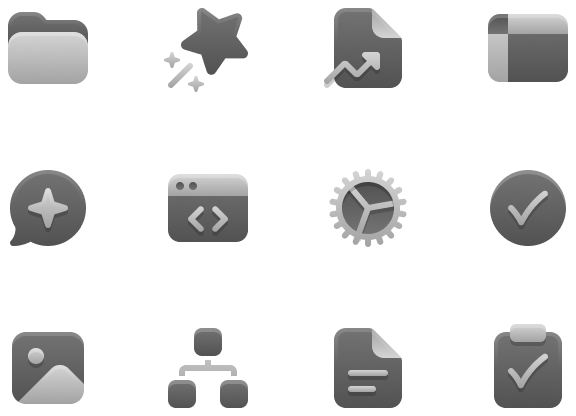 Soft, skeuomorphic icons